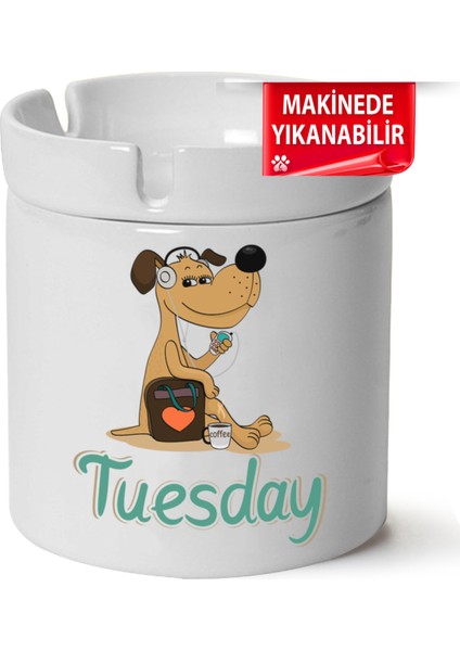 Çakılap Sevimli Köpek Baskılı Porselen At-Söndür Küllük (Kl-Hyvn-Kpk)