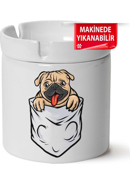 Çakılap Sevimli Köpek Baskılı Porselen At-Söndür Küllük (Kl-Hyvn-Kpk)