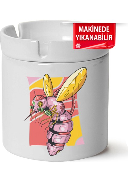 Çakılap Serseri Arı Baskılı Porselen At-Söndür Küllük (Kl-Krs)