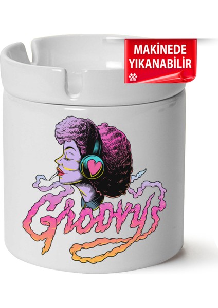 Çakılap Groovy Baskılı Porselen At-Söndür Küllük (Kl-Yzl)
