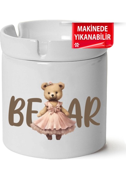 Çakılap Sevimli Ayıcık Baskılı Porselen At-Söndür Küllük (Kl-Hyvn-Ayı)