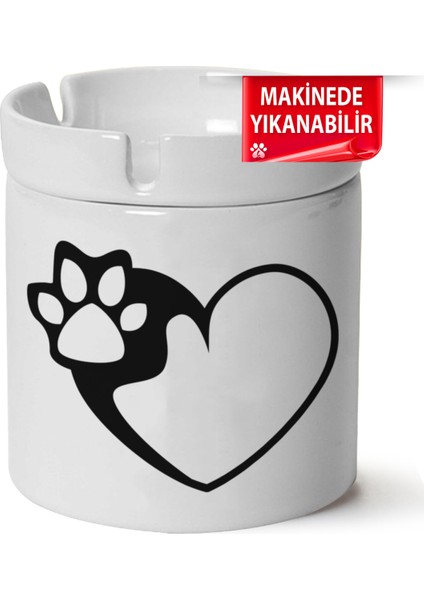 Çakılap Sevimli Kedi Baskılı Porselen At-Söndür Küllük (Kl-Hyvn-Kedi)