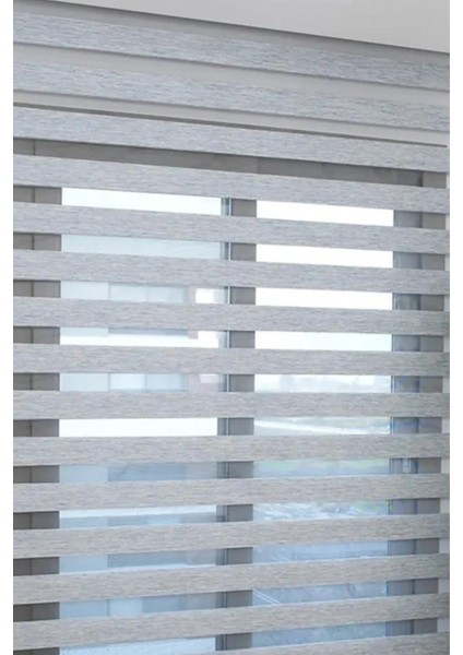 Gri Bambu Kumaş Zebra Stor Perde Etek Dilimsiz fiyatları