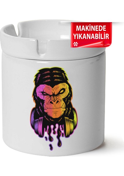 Çakılap Monkey Baskılı Porselen At-Söndür Küllük (Kl-Hyvn-Dgr)