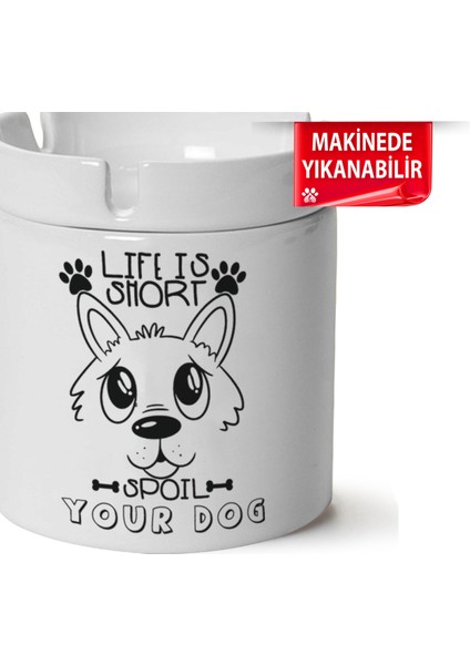 Çakılap Sevimli Köpek Baskılı Porselen At-Söndür Küllük (Kl-Hyvn-Kpk)