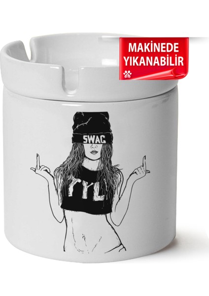 Çakılap Fck Baskılı Porselen At-Söndür Küllük (Kl-Krs)