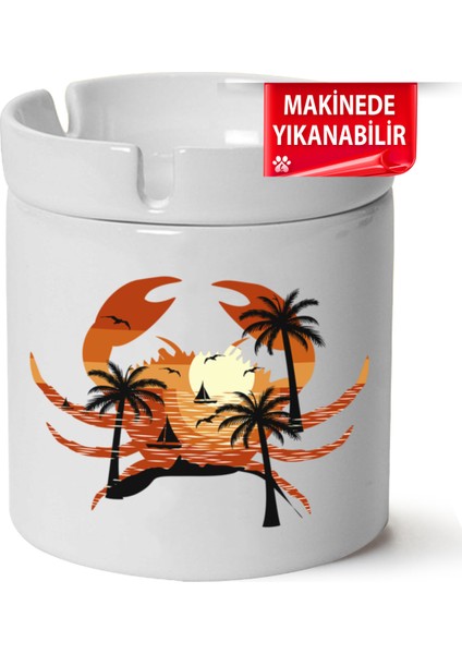 Çakılap Yengeç Doğa Baskılı Porselen At-Söndür Küllük (Kl-Krs)