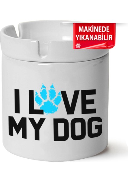 Çakılap Sevimli Köpek Baskılı Porselen At-Söndür Küllük (Kl-Hyvn-Kpk)