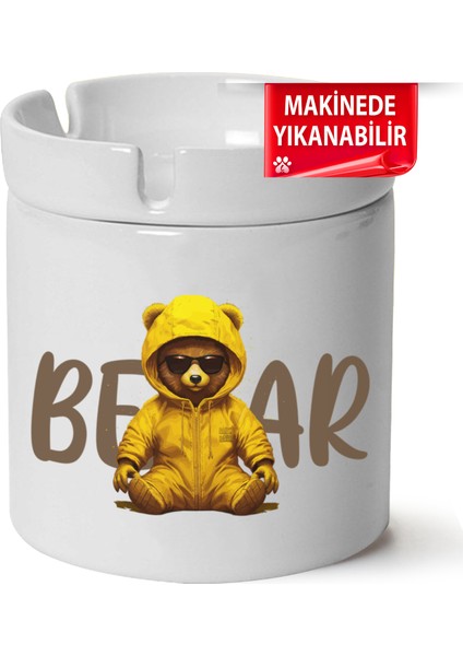 Çakılap Sevimli Ayıcık Baskılı Porselen At-Söndür Küllük (Kl-Hyvn-Ayı)