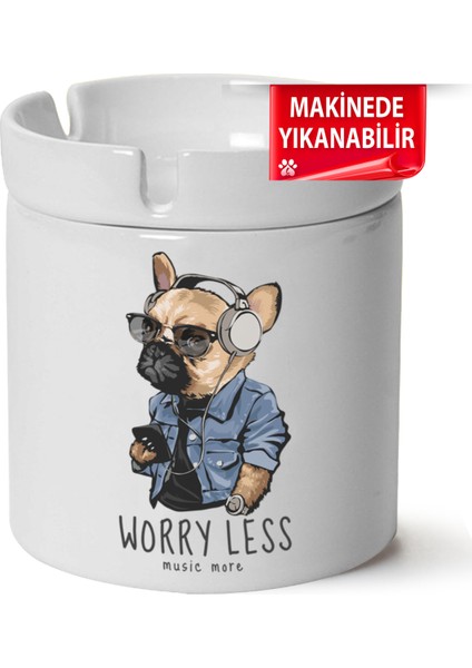 Çakılap Sevimli Köpek Baskılı Porselen At-Söndür Küllük (Kl-Hyvn-Kpk)