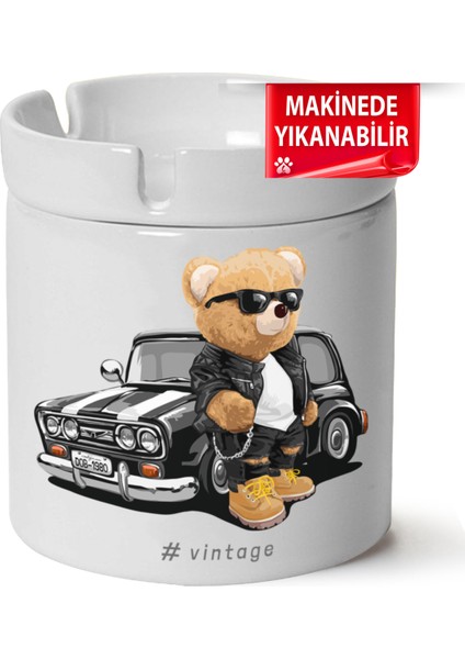 Çakılap Sevimli Ayıcık Baskılı Porselen At-Söndür Küllük (Kl-Hyvn-Ayı)