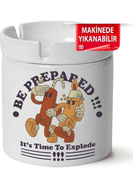 Çakılap Retro Baskılı Porselen At-Söndür Küllük (Kl-Rtr)