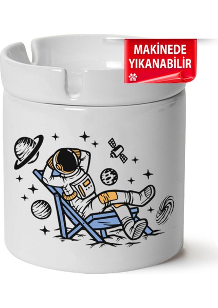 Çakılap Astronot Baskılı Porselen At-Söndür Küllük (Kl-)