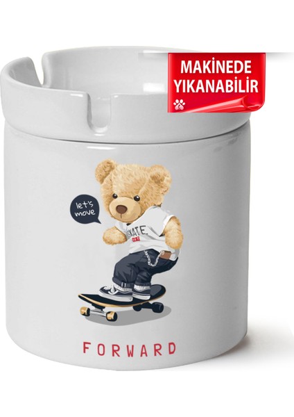 Çakılap Sevimli Ayıcık Baskılı Porselen At-Söndür Küllük (Kl-Hyvn-Ayı)