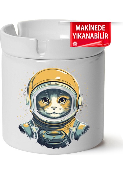 Çakılap Sevimli Kedi Baskılı Porselen At-Söndür Küllük (Kl-Hyvn-Kedi)