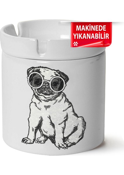 Çakılap Sevimli Köpek Baskılı Porselen At-Söndür Küllük (Kl-Hyvn-Kpk)