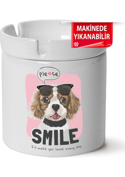 Çakılap Sevimli Köpek Baskılı Porselen At-Söndür Küllük (Kl-Hyvn-Kpk)