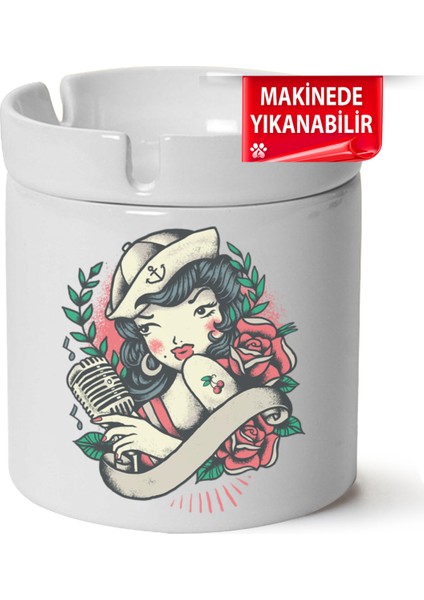 Çakılap Güzel Kadın Baskılı Porselen At-Söndür Küllük (Kl-Krs)