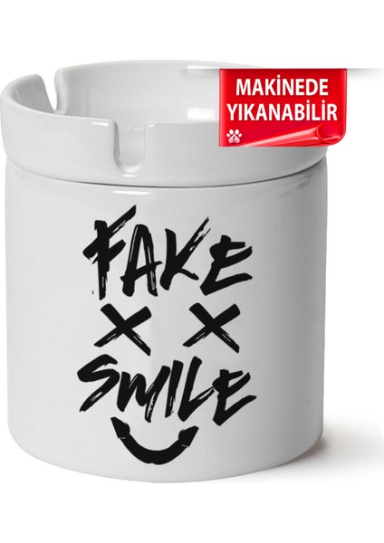 Çakılap Fake Smile Baskılı Porselen At-Söndür Küllük (Kl-Yzl)