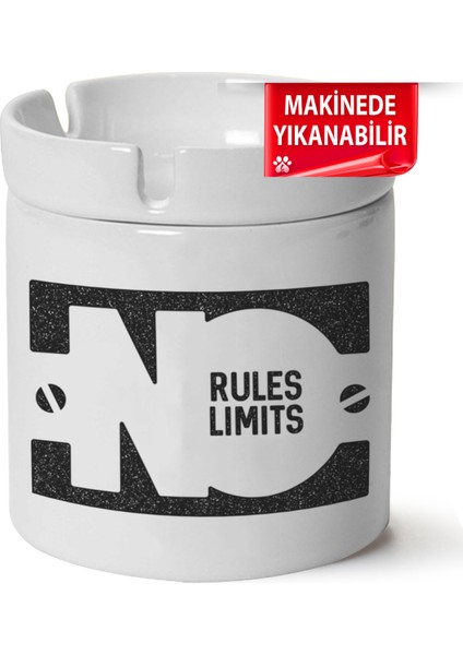 Çakılap No Rules Limit Baskılı Porselen At-Söndür Küllük (Kl-Yzl)