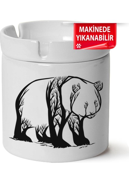 Çakılap Sevimli Ayıcık Baskılı Porselen At-Söndür Küllük (Kl-Hyvn-Ayı)