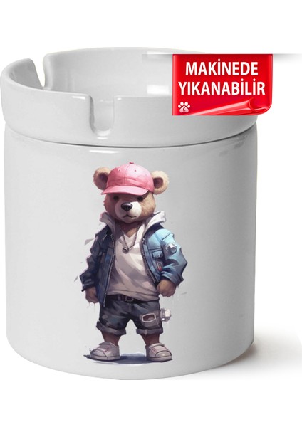 Çakılap Sevimli Ayıcık Baskılı Porselen At-Söndür Küllük (Kl-Hyvn-Ayı)