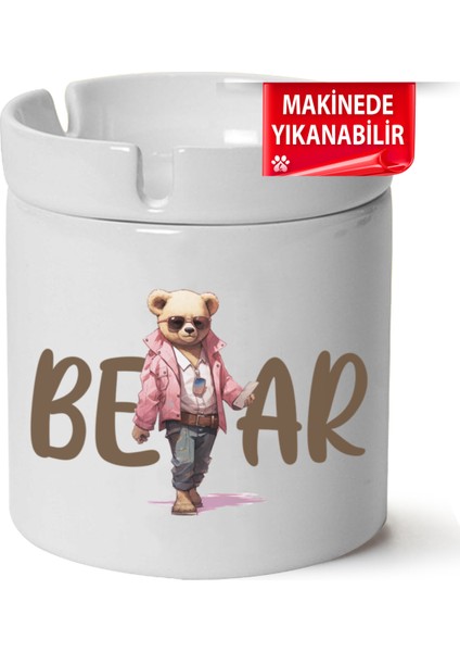 Çakılap Sevimli Ayıcık Baskılı Porselen At-Söndür Küllük (Kl-Hyvn-Ayı)