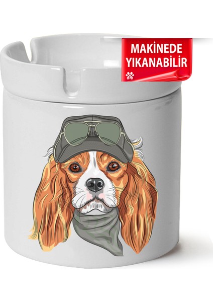 Çakılap Sevimli Köpek Baskılı Porselen At-Söndür Küllük (Kl-Hyvn-Kpk)