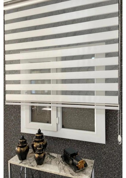 Beyaz Bambu Kumaş Zebra Stor Perde Polyester Malzeme ile Uzun Ömürlü ve Şık fırsatları