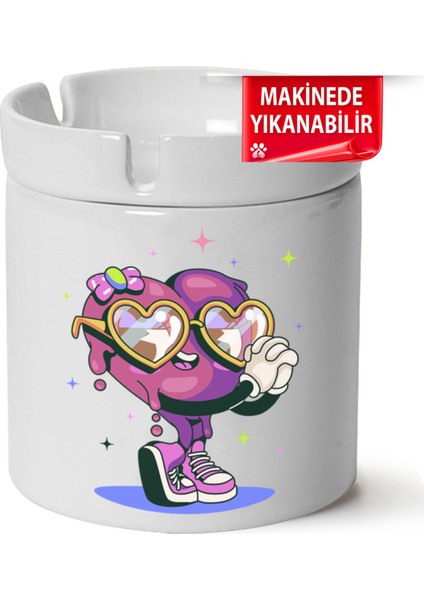 Aşık Kalp Baskılı Porselen At-Söndür Küllük (Kl-Krs)