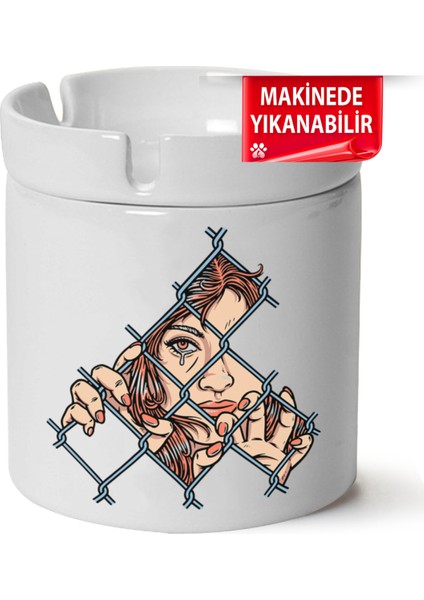 Tutsak Kadın Baskılı Porselen At-Söndür Küllük (Kl-Krs)
