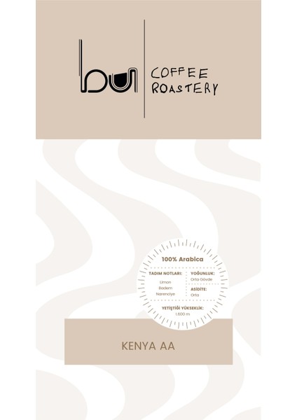 Bu Coffee Roastery Kenya AA Yöresel Kahve 250 gr (Çekirdek)