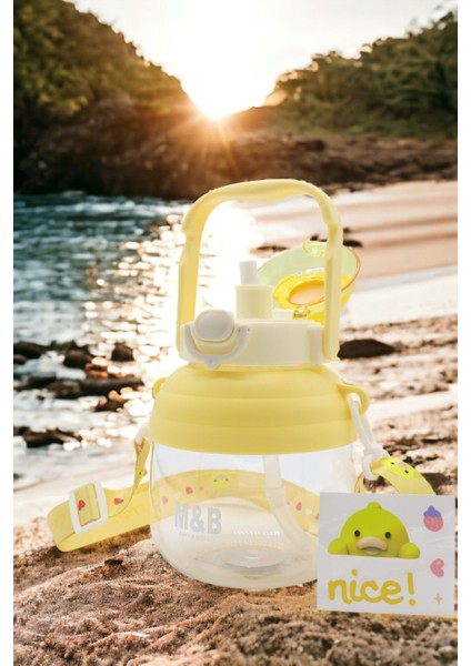 Civciv Figürlü Matara Pipetli Çocuk Suluk Civcivli Suluk Okul Için Boyun Askılı Suluk fırsatları