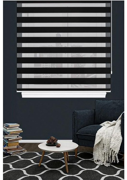 Ithal Siyah Düz Zebra Stor Perde