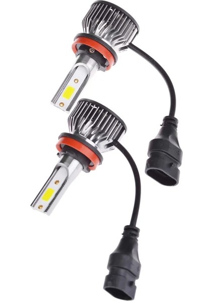H11 Mini/slim Şimşek LED Xenon Far Ampul 12.000LM 6.500K Beyaz Renk, Fan Soğutuculu