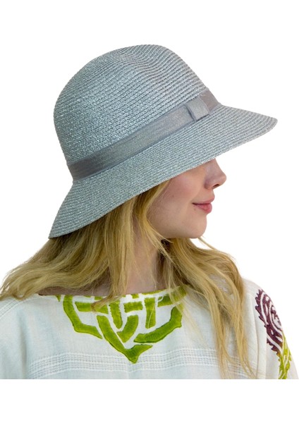 Yazlık Kadın Şeritli Hasır Şapka 1407 Gri fiyatları