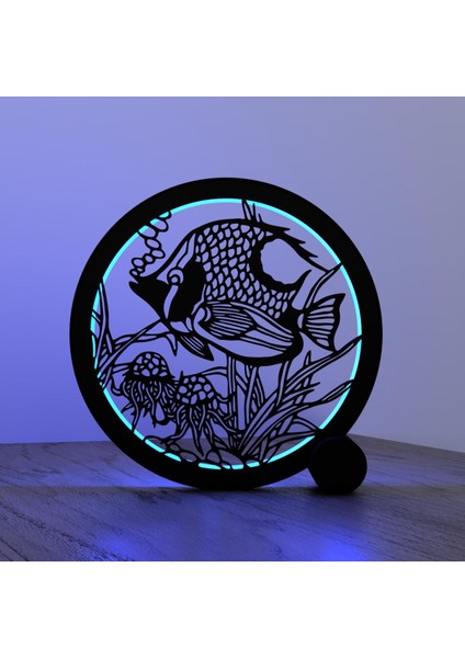 Balık Temalı Dekoratif Halka Masa Lambası - Rgb Renk Değiştiren (Bluetooth Kontrol)