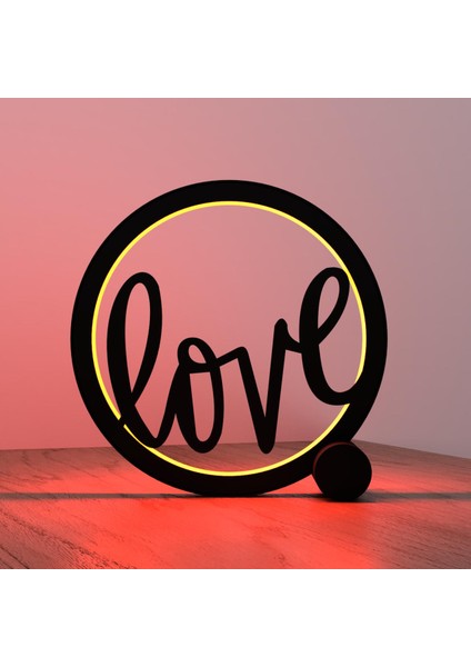 Love Dekoratif Halka Masa Lambası - Rgb Renk Değiştiren (Bluetooth Kontrol)
