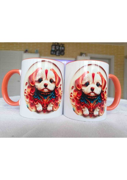 3D Köpek Yavrusu Baskı Büyük Boy Kupa