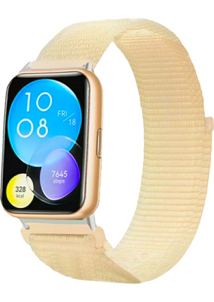 Huawei Watch Fit 2 Uyumlu Cırtlı Bant Kordon Pim Çevirici Aparatlı Akıllı Pimli Yeni Pudra