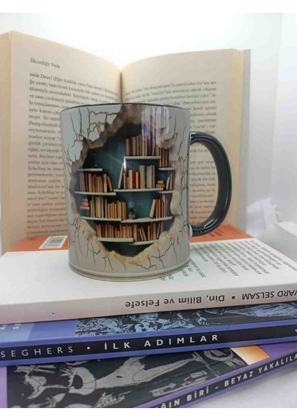 Mugs And Love Kitaplık 3D Baskı Büyük Boy Kupa