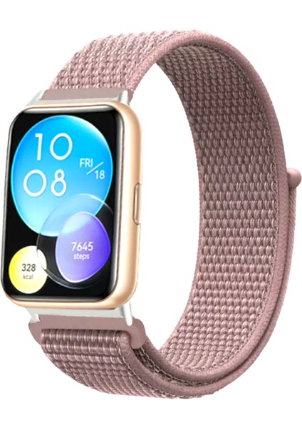 Huawei Watch Fit Uyumlu Cırtlı Bant Kordon Pim Çevirici Aparatlı Akıllı Pimli Pudra