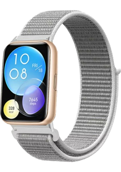 Huawei Watch Fit Uyumlu Cırtlı Bant Kordon Pim Çevirici Aparatlı Akıllı Pimli Gri