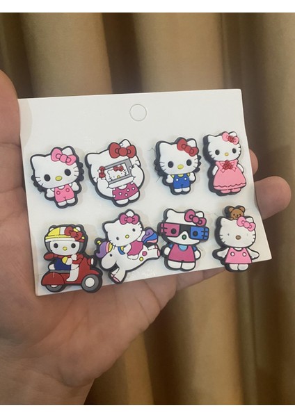 Hello Kitty Desen Crocks Terlik Süsü Jibbitz Crocs Aksesuarı 8 Adet