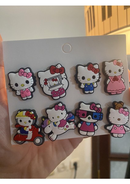Hello Kitty Desen Crocks Terlik Süsü Jibbitz Crocs Aksesuarı 8 Adet