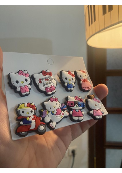 Hello Kitty Desen Crocks Terlik Süsü Jibbitz Crocs Aksesuarı 8 Adet