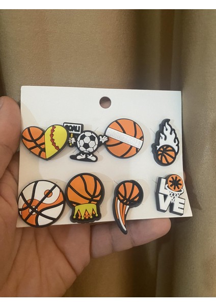 Basketbol Temali Terlik Süsü Jibbitz Crocs Aksesuarı 8 Adet Hediyelik Aksesuar