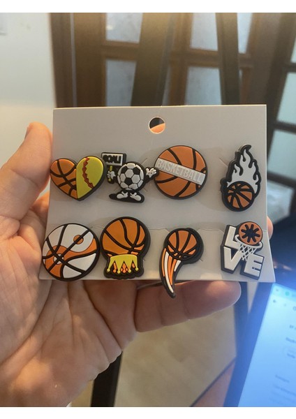 Basketbol Temali Terlik Süsü Jibbitz Crocs Aksesuarı 8 Adet Hediyelik Aksesuar