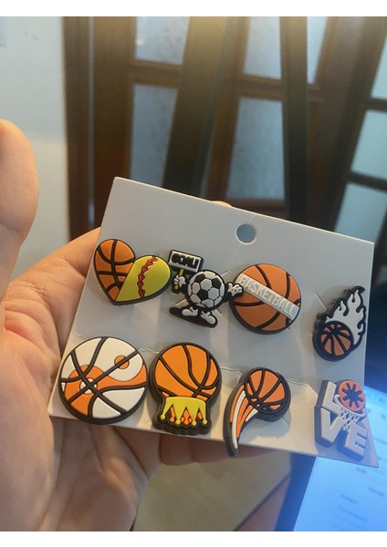 Basketbol Temali Terlik Süsü Jibbitz Crocs Aksesuarı 8 Adet Hediyelik Aksesuar