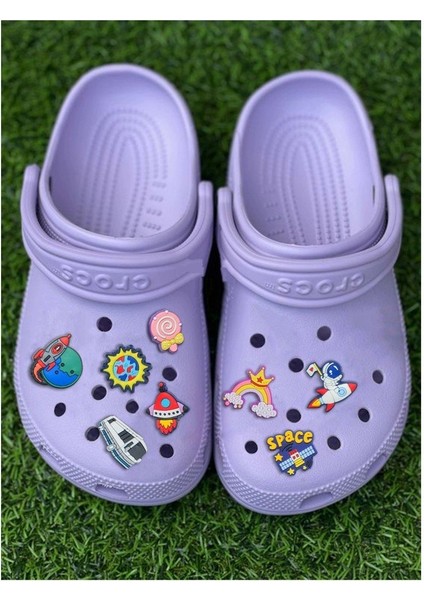 Crocs Terlik Süsü 8'li Uzay Space Set Jibbitz 8 Adet Terlik Süsü
